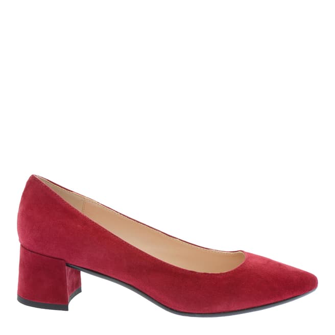 Pazolini Red Suede Low Block Heel Courts