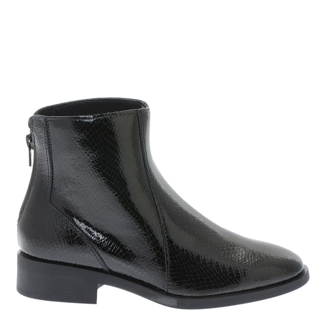 Pazolini Black Patent Leather Croc Effect Ankle Boots