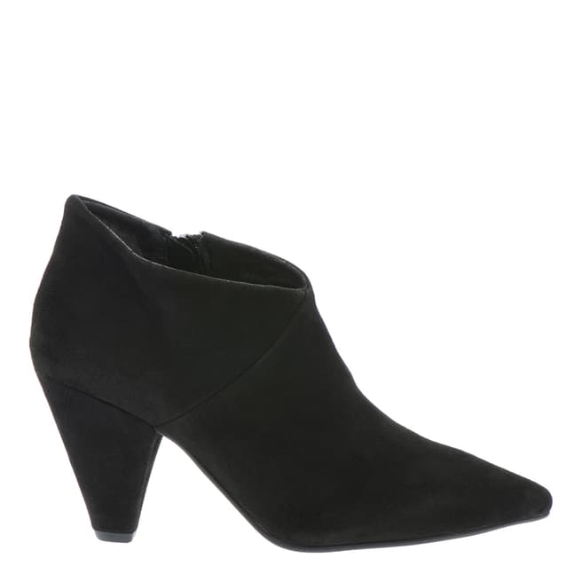 Pazolini Black Suede Cone Heel Ankle Boots