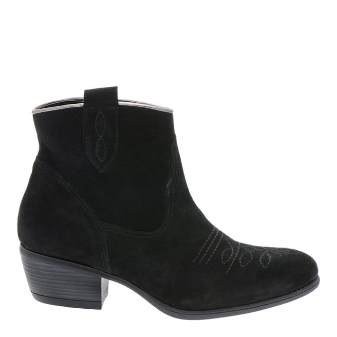 Pazolini Black Suede Western Ankle Boots