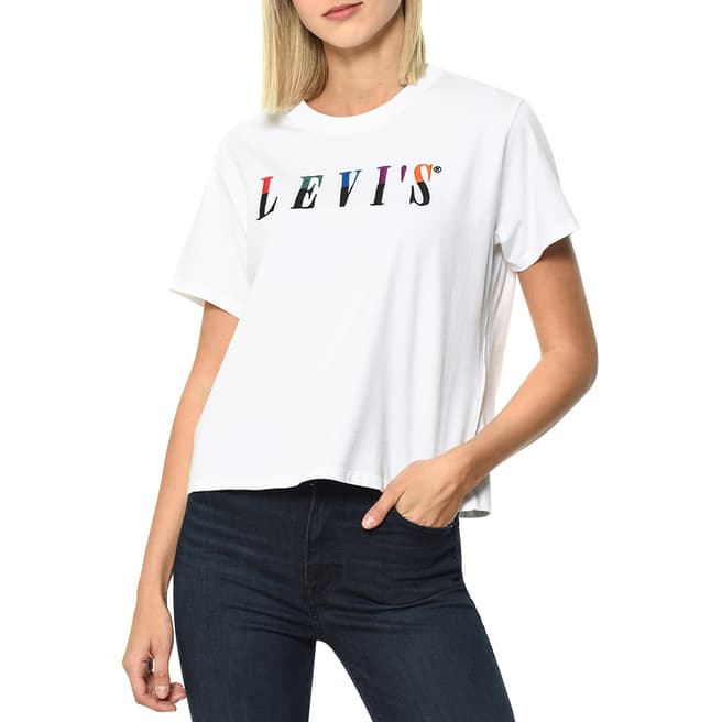 Levi's White Graphic Varsity Cotton T-Shirt