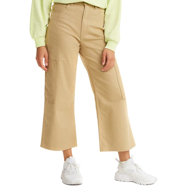 Levi's Sand High Waisted Crop Cotton Blend Trousers