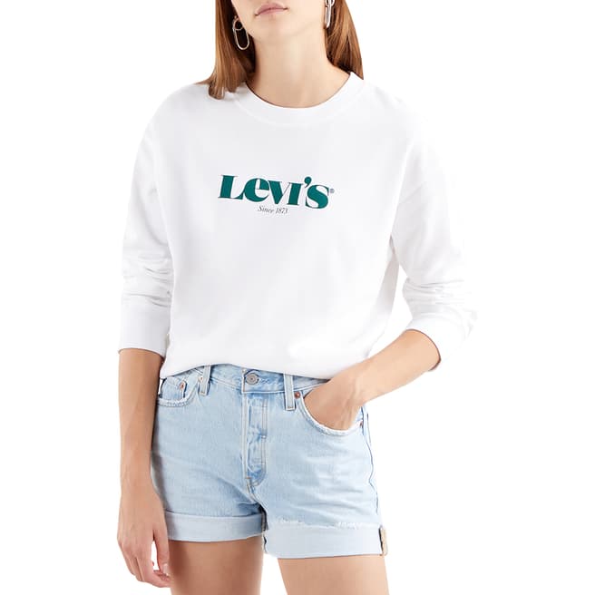Levi's White Graphic Cotton Blend Sweatshirt