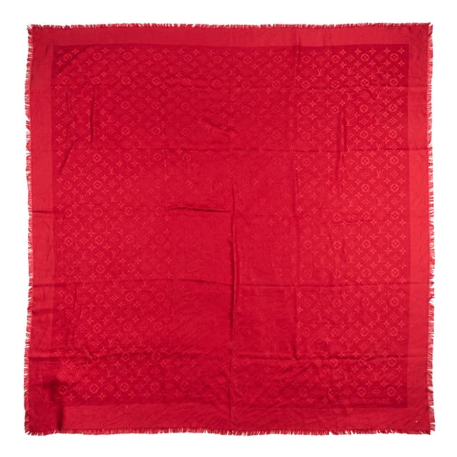 Louis Vuitton Vintage Red Monogram Shawl Scarf