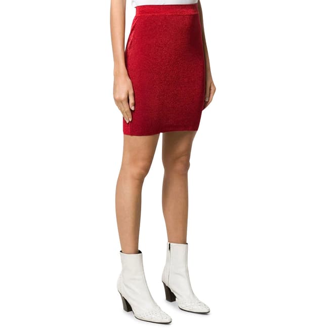 Missoni Red Fitted Wool Blend Mini Skirt