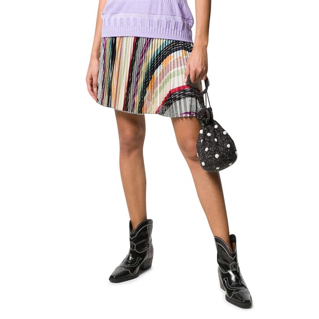 Missoni Cream Stripe Pleated Mini Skirt