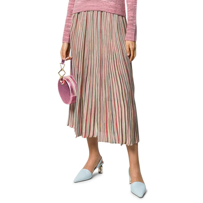Missoni Pink Stripe Midi Cotton Blend Skirt