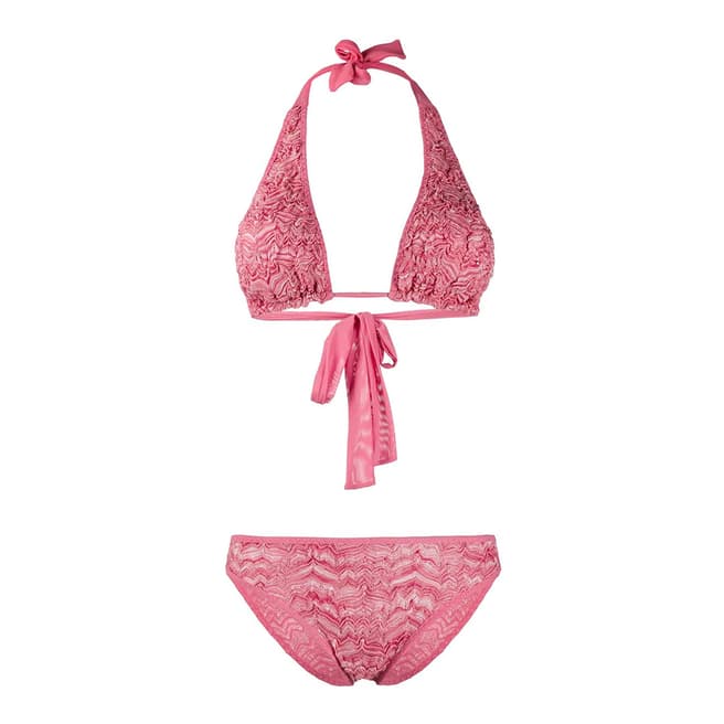 Missoni Pink Textured Halter Neck Bikini
