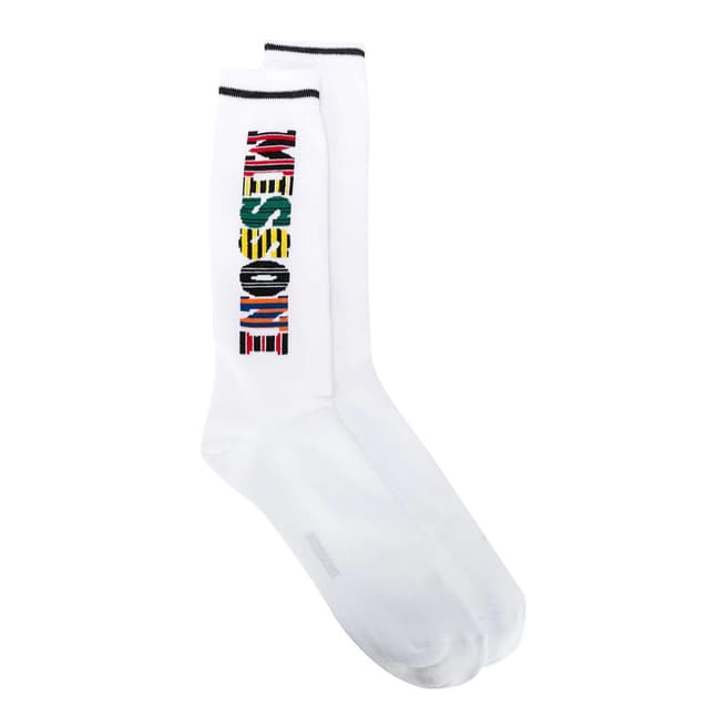 Missoni White Branded Cotton Socks