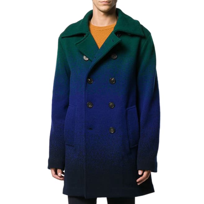 Missoni Blue Ombre Longline Wool Coat