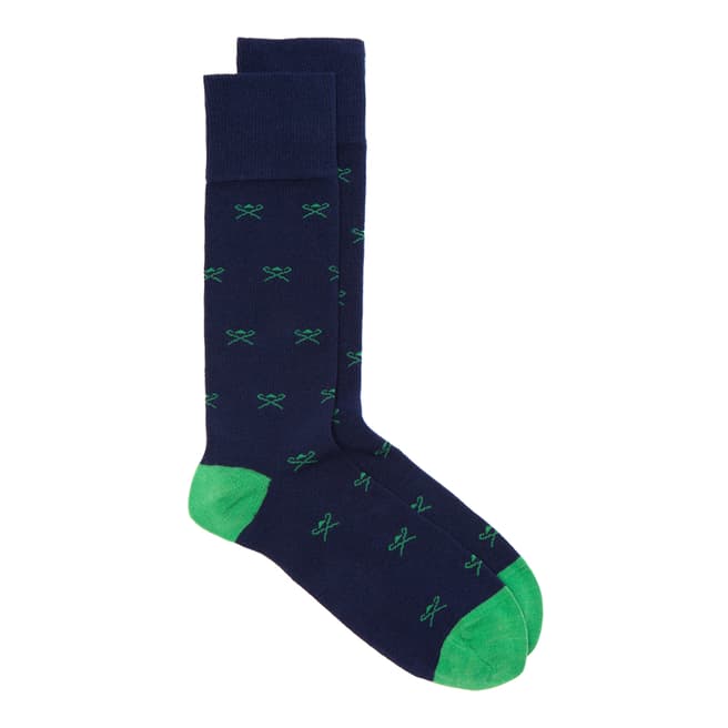 Hackett London Navy/Green Logo Socks