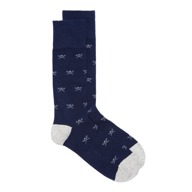 Hackett London Navy/Grey Logo Socks