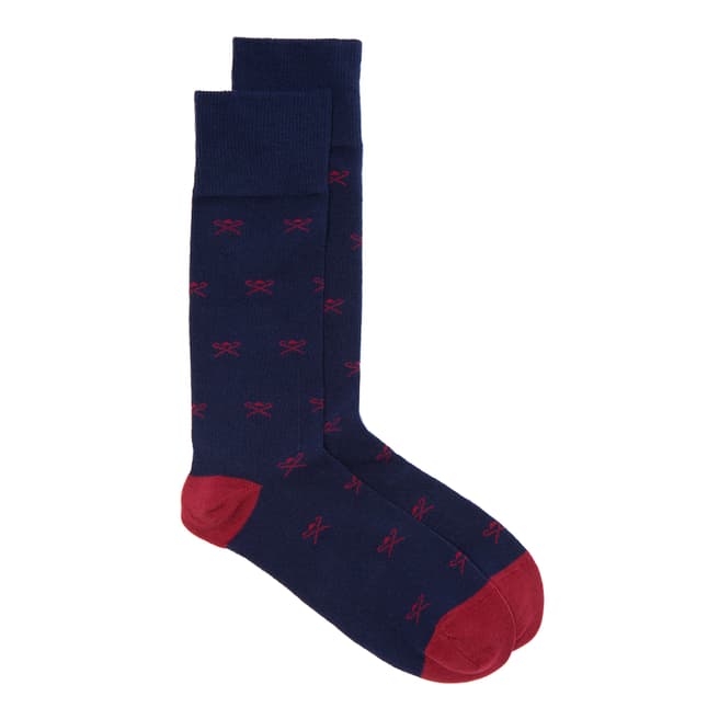Hackett London Navy/Red Umbrella Logo Socks