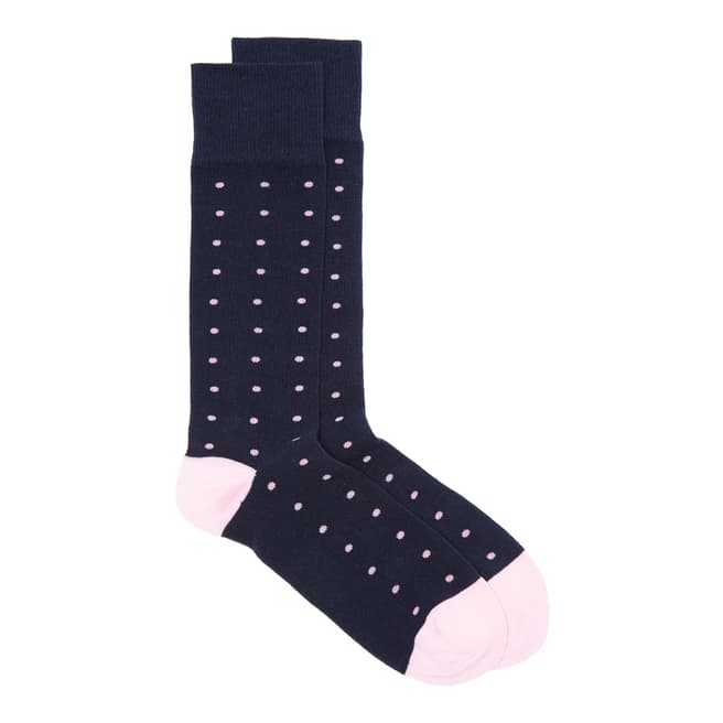 Hackett London Navy/Pink Polka Dot Socks