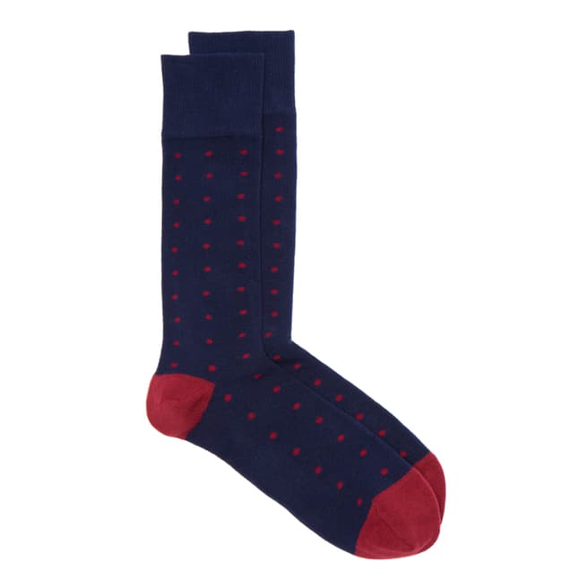 Hackett London Navy/Red Polka Dot Socks