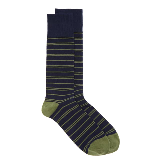 Hackett London Navy/Green Stripe Socks