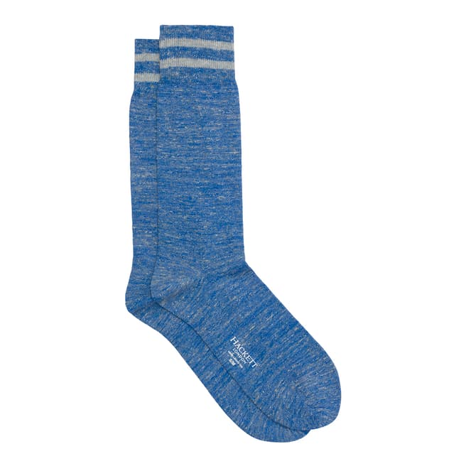 Hackett London Blue Linen Stripe Socks