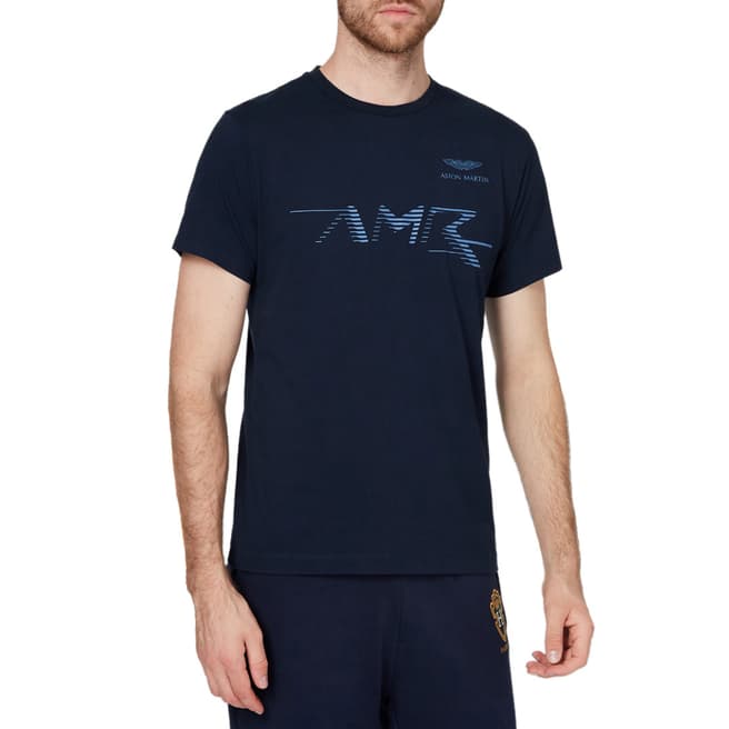 Hackett London Navy AMR Cotton Logo T-Shirt