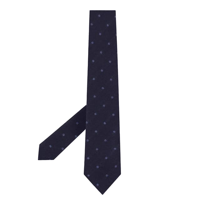 Hackett London Navy Dot Silk Blend Tie