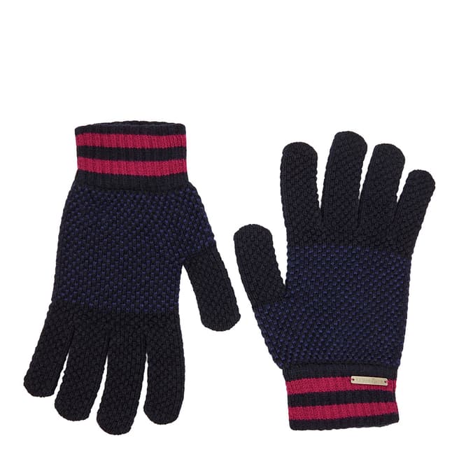 Ted Baker Navy Rushglo Birdseye Jacquard Glove