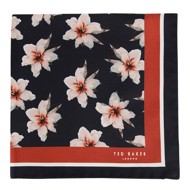 Ted Baker Navy Floripo Printed Floral Pocket Square