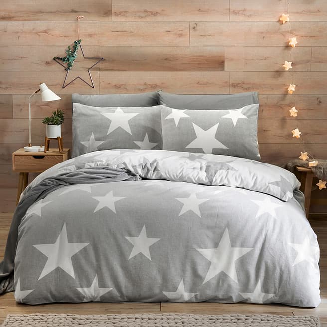 Fusion Cosy Star Double Duvet Cover Set, Grey