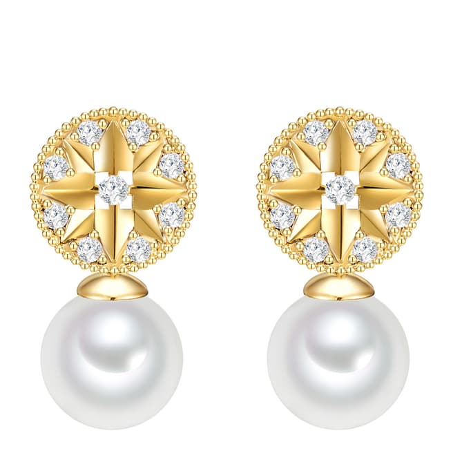 Tassioni Gold Pendant Pearl Earrings