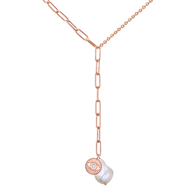 Kaimana Rose Gold Hanging Pearl Necklace