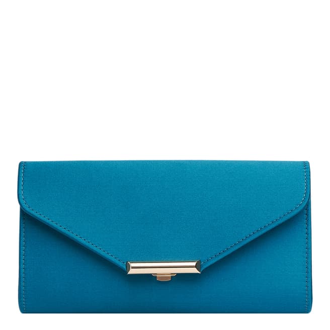 L K Bennett Turquoise Lucy Satin Clutch