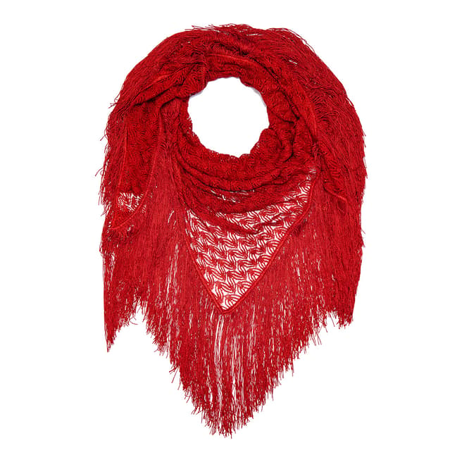Missoni Red Loose Knit Scarf
