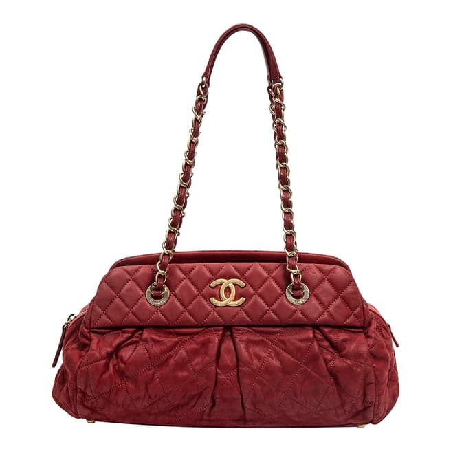 Chanel Red Chic Quilt Bowling Bag