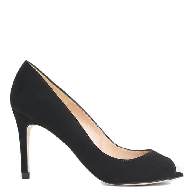 L K Bennett Black Suede Olympia Peep Toe Courts