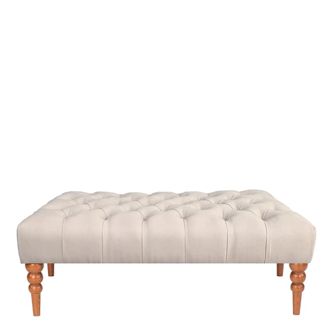 N°· Eleven Boutique Button Large Stool in Linen Mix, Biscuit