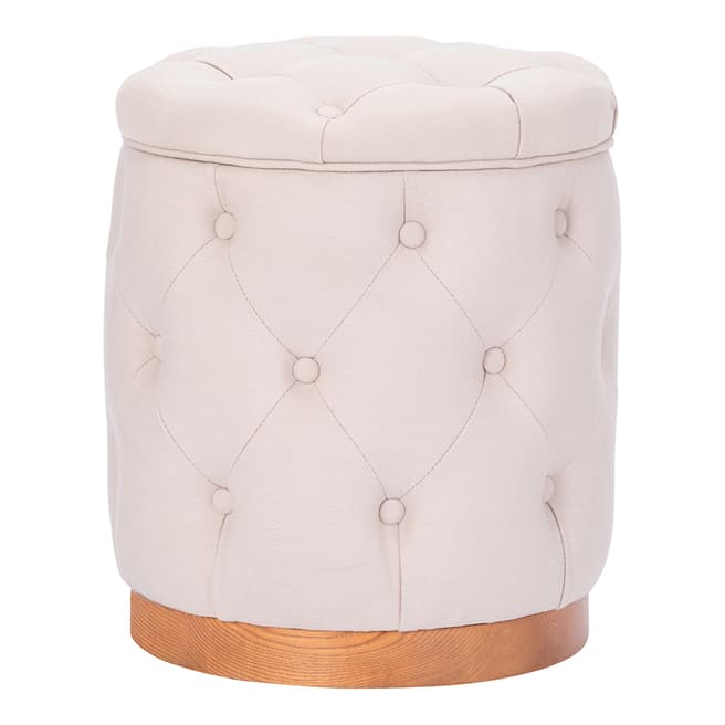 N°· Eleven  Boutique Button Storage Stool in Linen Mix, Biscuit