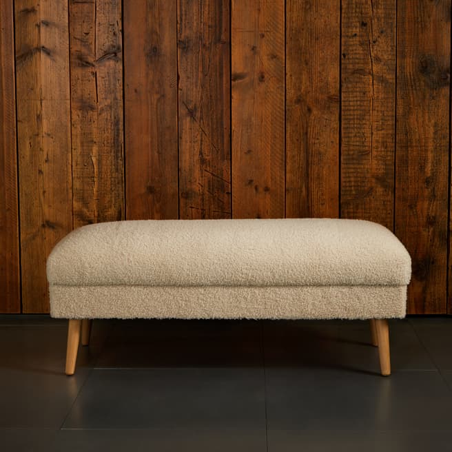N°· Eleven Woolly Cream Fabric Cocktail Hour Bench