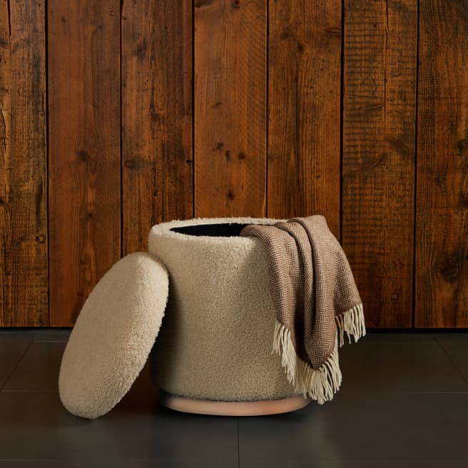 N°· Eleven Woolly Cream Fabric Cocktail Hour Storage Stool