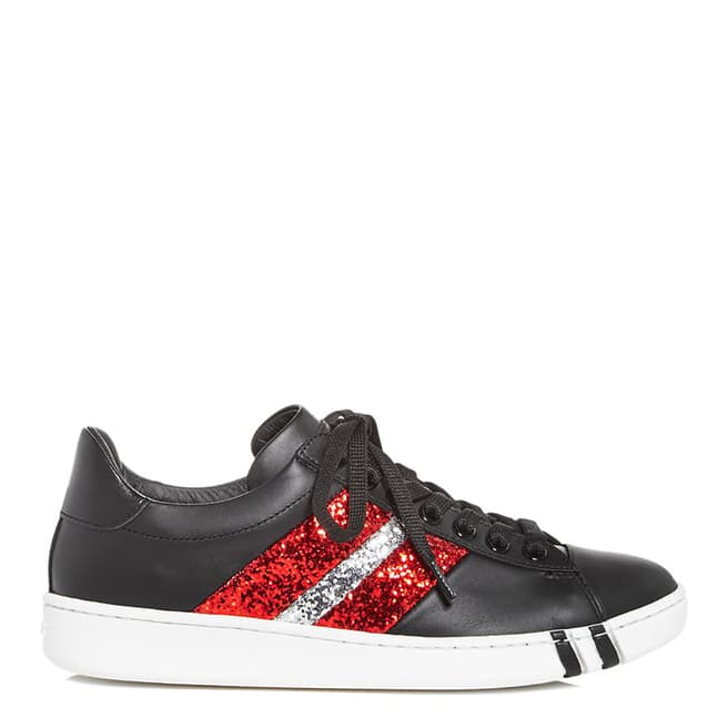 BALLY Black and Red Wiolina Sneakers