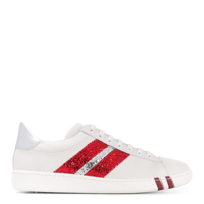 BALLY White and Red Wiolina Sneakers