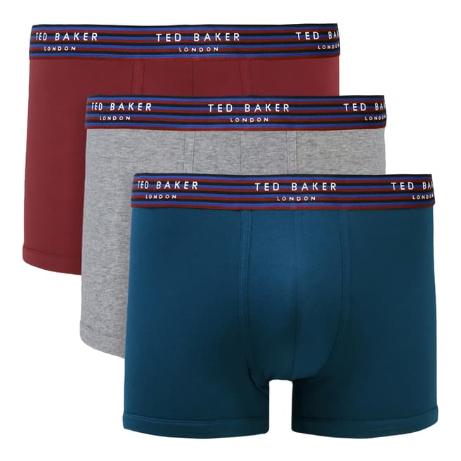 Ted Baker Sailor Blue/Heather Grey/ Corovan 3-Pack Cotton Trunk
