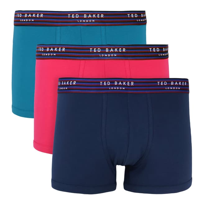 Ted Baker Insignia Blue/ Bright Rose/Crystal Teal 3-Pack Cotton Trunk