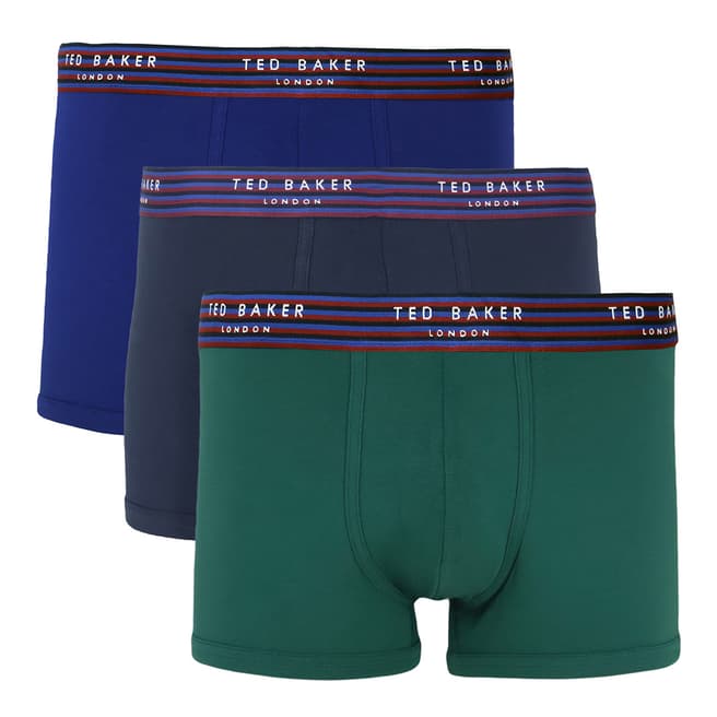 Ted Baker Mazarine Blue/Sky Captain/Forest Biome 3-Pack Cotton Trunk