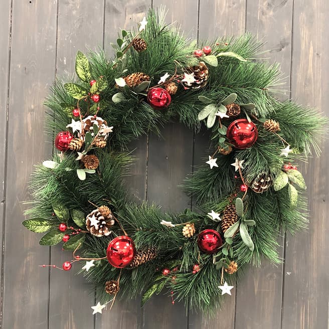 The Satchville Gift Company Leaves,pine needles & cone wreath