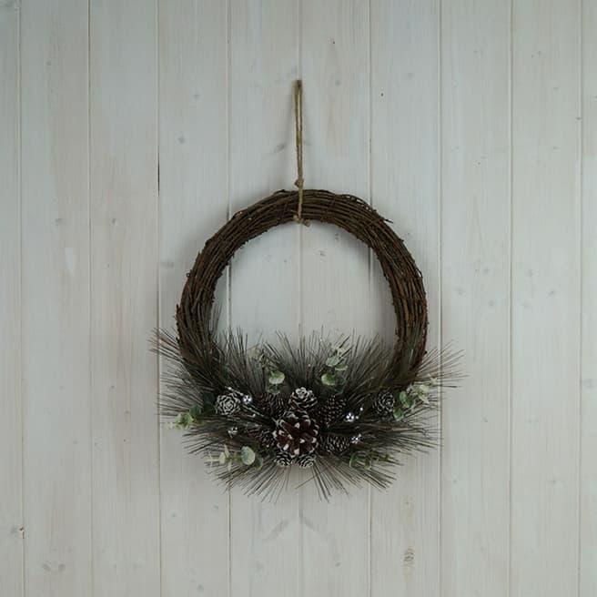 The Satchville Gift Company Rattan,foliage & bauble wreath