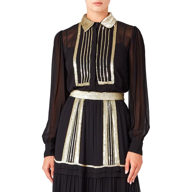 Temperley London Black Sable Collared Blouse