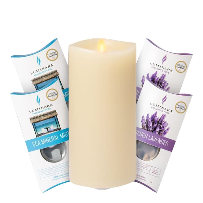 Luminara Fragrance Diffusing Ivory Pillar Candle Set