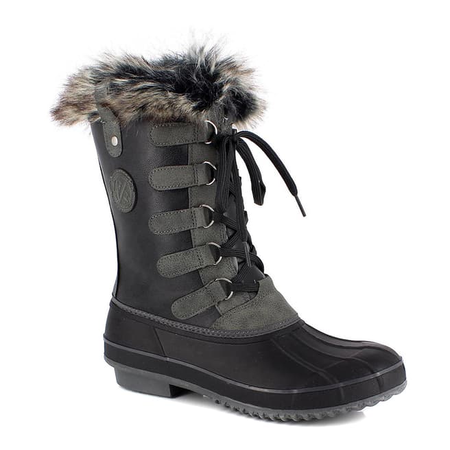 Kimberfeel Black Candice Faux Fur Cuff Snow Boots