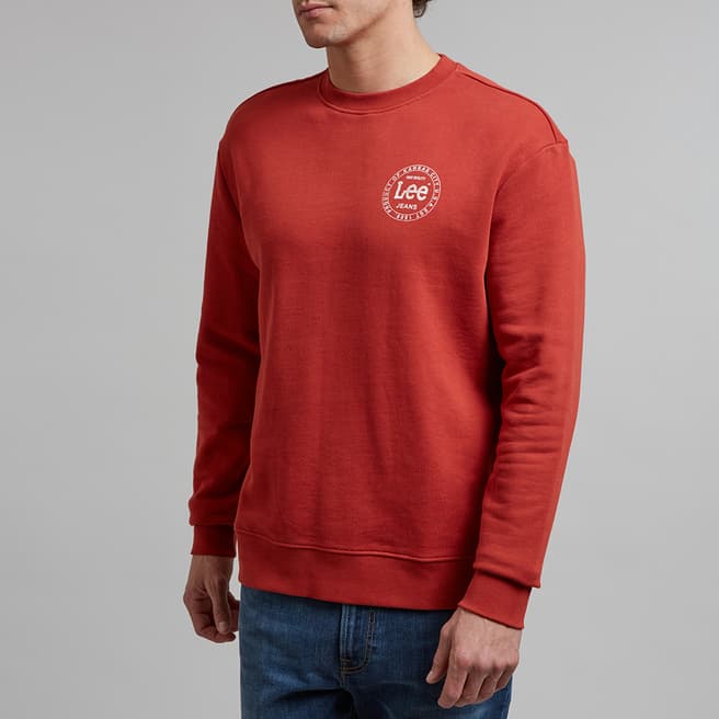 Lee Jeans Red Ochre Circle Cotton Sweatshirt 