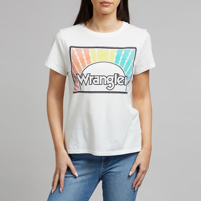 Wrangler White Printed Cotton T-Shirt 