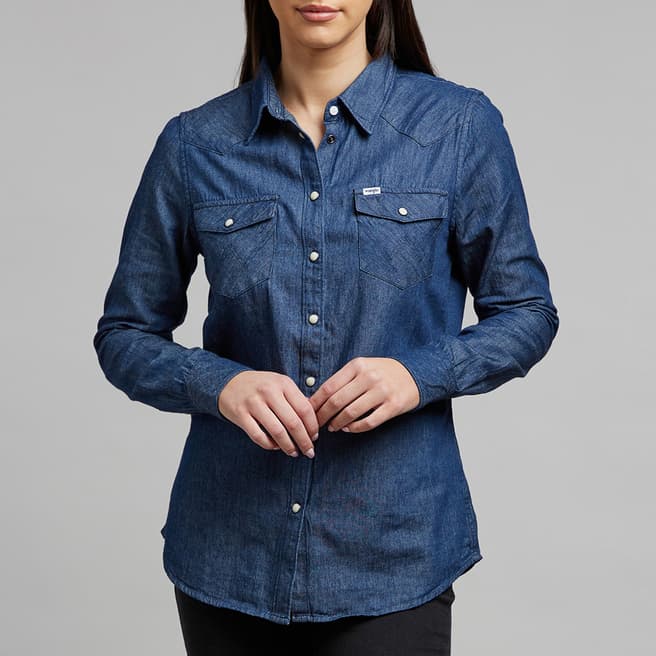 Wrangler Blue Long Sleeved Denim Shirt 