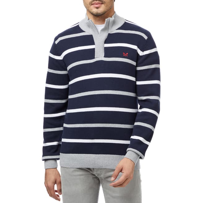 Crew Clothing Navy Striped Cotton Jumper